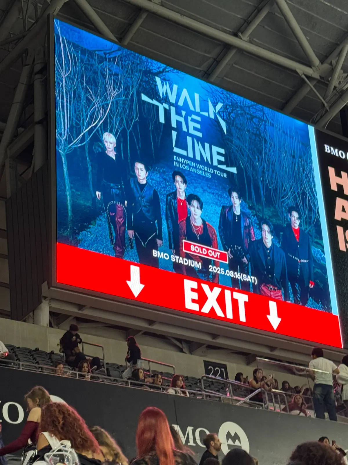 ENHYPEN Walk the Line sold-out concert screen at BMO Stadium