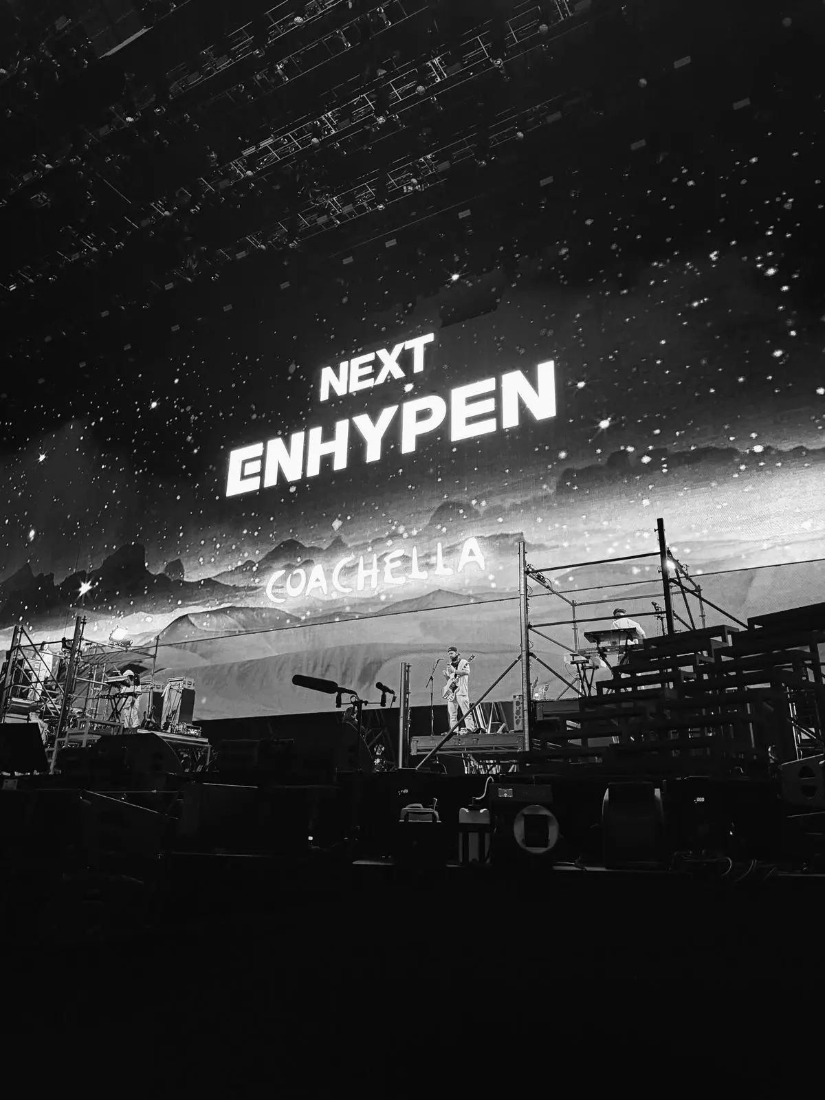 Screen announcing ENHYPEN as the next act at Coachella