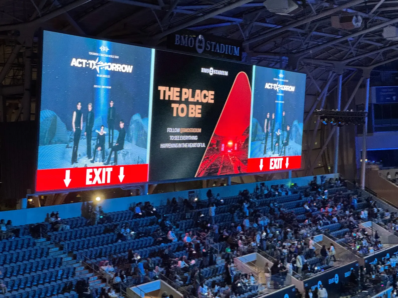 TXT Act Tomorrow concert screen at BMO Stadium