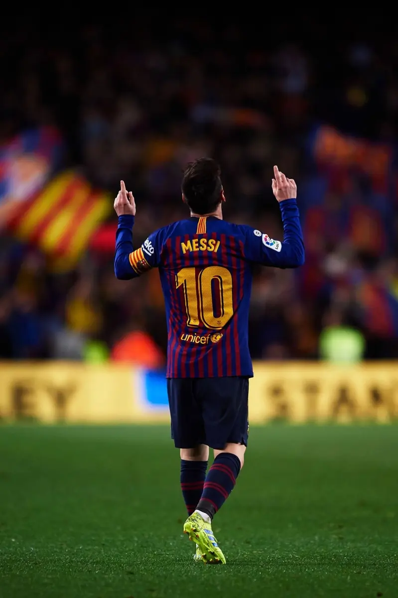 Lionel Messi wearing his FC Barcelona number 10 shirt